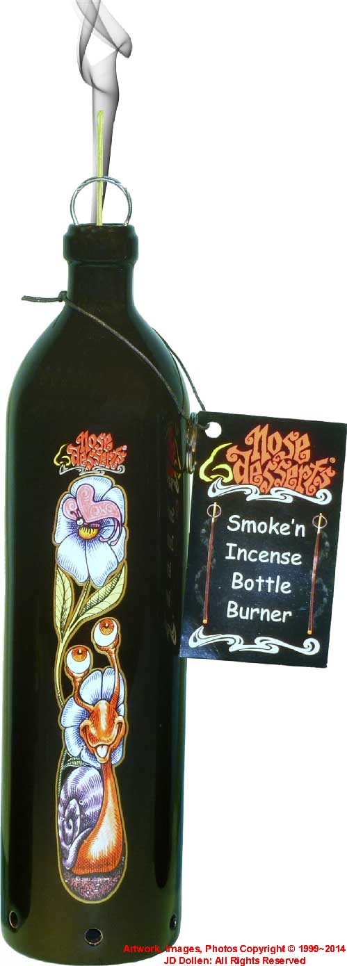 #3101-2837: Magic Wizard Snail Garden Wonderland Fantasy Design, Smoking Bottle Incense Burner - Ash-catcher, by Nose Desserts FREE SHIPPING!