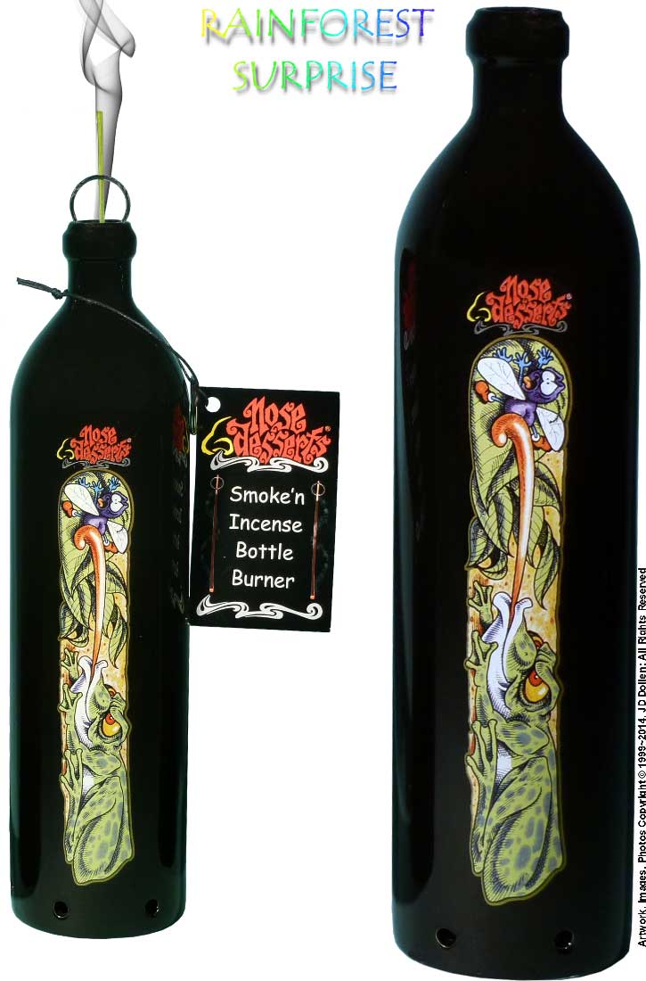 #3101-2840: Magic Wizard Frog Garden Wonderland Fantasy Design, Smoking Bottle Incense Burner - Ash-catcher, by Nose Desserts FREE SHIPPING!