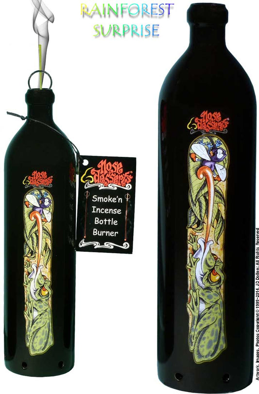 #3101-2840: Magic Wizard Frog Garden Wonderland Fantasy Design, Smoking Bottle Incense Burner - Ash-catcher, by Nose Desserts FREE SHIPPING!