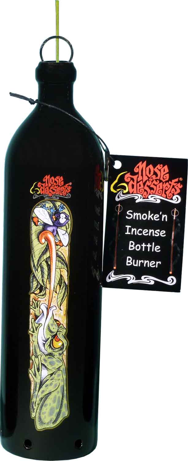 #3101-2840: Magic Wizard Frog Garden Wonderland Fantasy Design, Smoking Bottle Incense Burner - Ash-catcher, by Nose Desserts FREE SHIPPING!