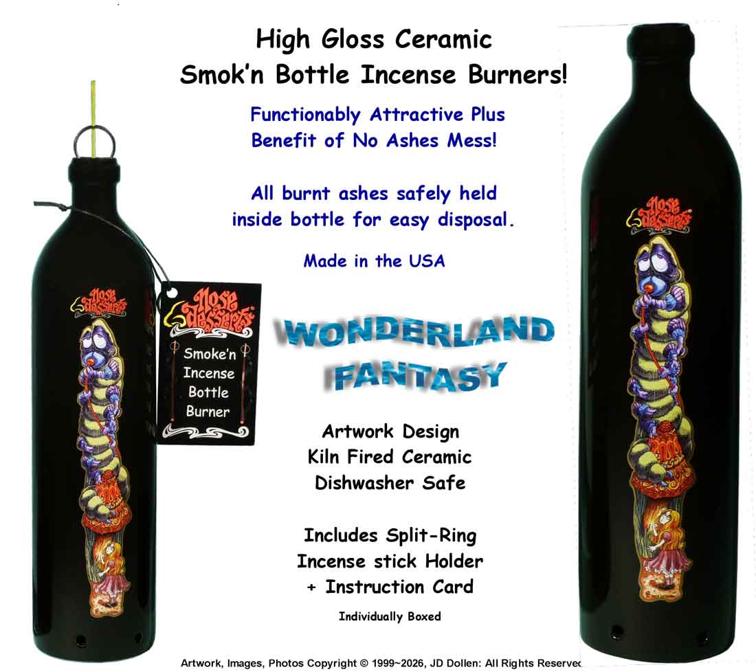 Alice in Wonderland, Magic Caterpillar on Mushroom, Smoking Bottle Incense Burner - Ash-catcher, by Nose Desserts FREE SHIPPING!