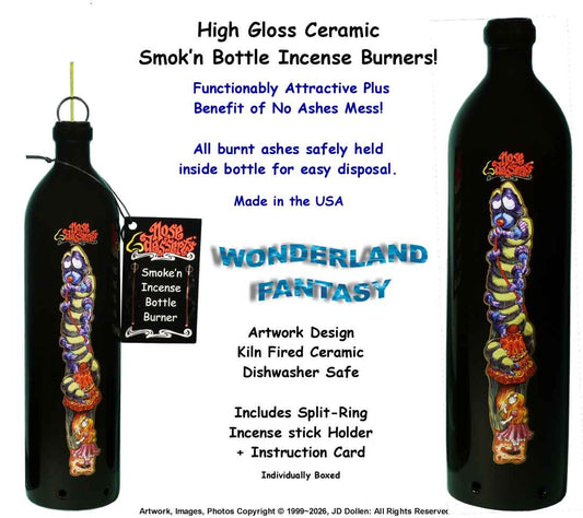 Alice in Wonderland, Magic Caterpillar on Mushroom, Smoking Bottle Incense Burner - Ash-catcher, by Nose Desserts FREE SHIPPING!