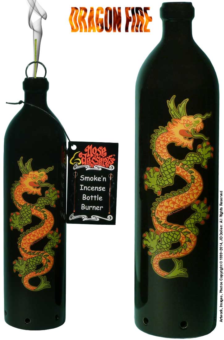 #3101-DRG: Asian Long Dragon Wonderland Fantasy Design, Smoking Bottle Incense Burner - Ash-catcher, by Nose Desserts FREE SHIPPING!