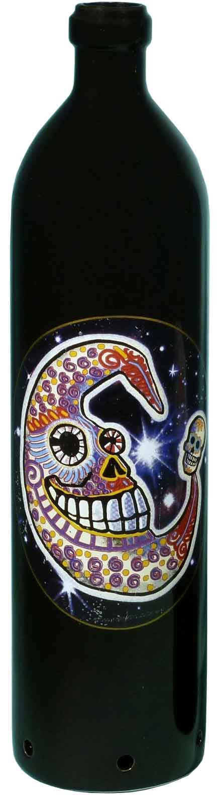 #0400-3101-DOD: Day Of The Dead Moon Beam Design, Smoking Bottle Incense Burner - Ash-catcher, by Nose Desserts FREE SHIPPING!