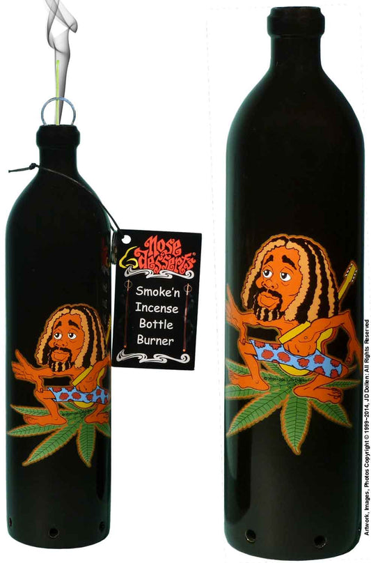 #3101-RLM: Surfing Rasta Man Happy Leaf Rock n' Roll Fantasy Design, Smoking Bottle Incense Burner - Ash-catcher, by Nose Desserts FREE SHIPPING! (Copy)