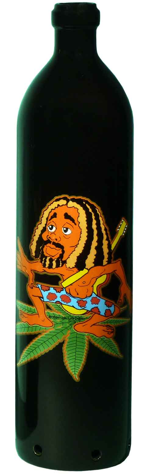 #0400-3101-RLM: Surfing Rasta Man Happy Leaf Rock n' Roll Fantasy Design, Smoking Bottle Incense Burner - Ash-catcher, by Nose Desserts FREE SHIPPING! (Copy)