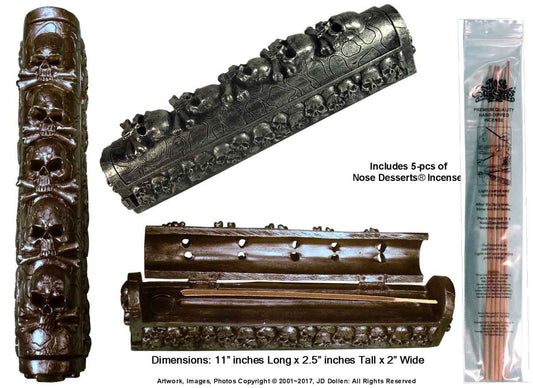 Bone Grave Yard Human Skulls Coffin Box Stick Incense Burner #4920 by Nose Desserts® - FREE SHIPPING!